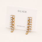 Sterling Silver Zirconia Tassel Drop Stud Earrings detail