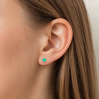 Titanium Green Agate Flat Back Stud Earrings