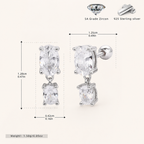 Sterling Silver Minimalist Zirconia Flat Back Earrings - Platinum