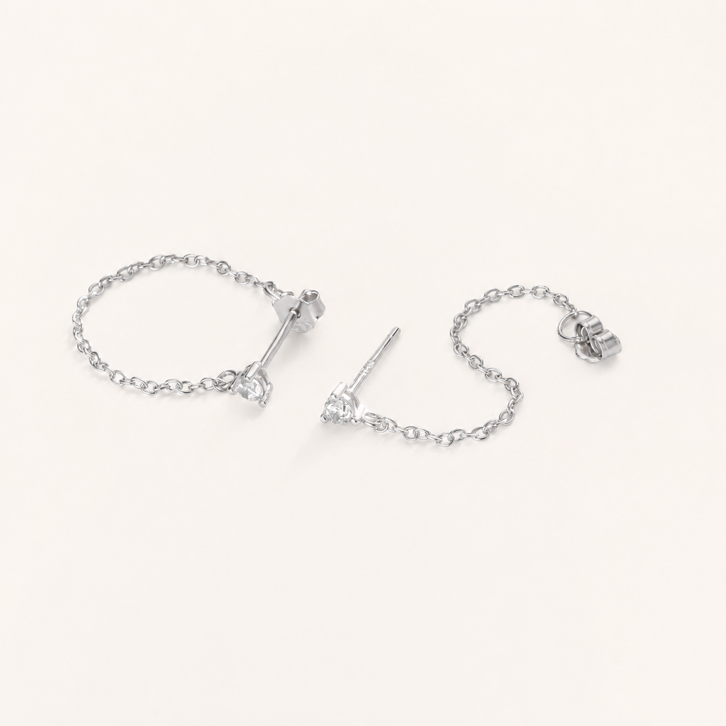 Sterling Silver Turquoise Chain Threader Earrings detail