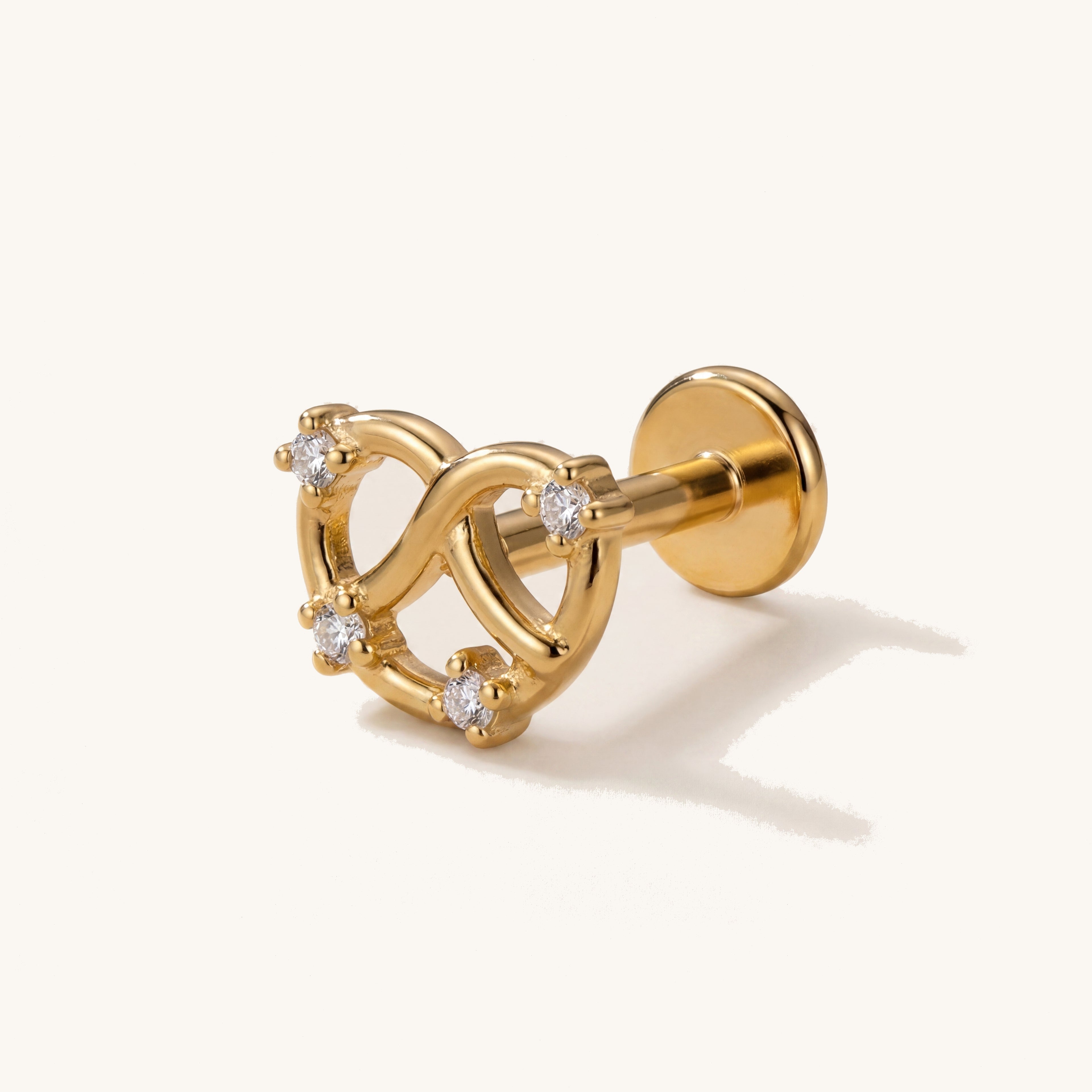 Knot Crystal Titanium Stud Earrings - Gold