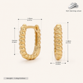 Sterling Silver Twisted Rope Rectangle Hoop Earrings - Gold