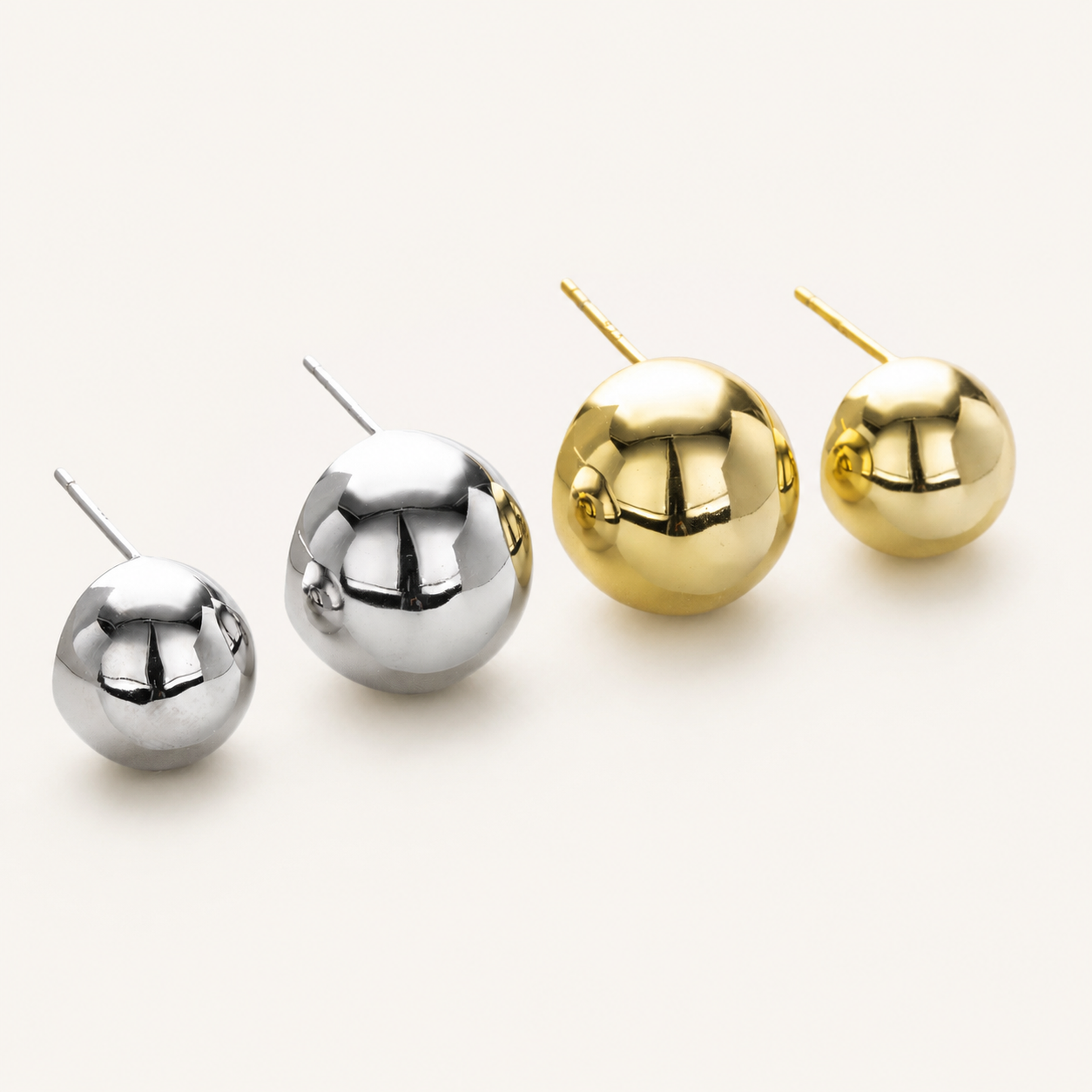 Sterling Silver Polished Half-Circle Stud Earrings detail view