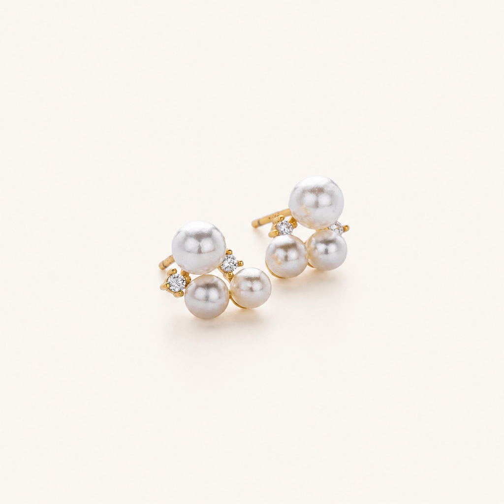 Sterling Silver Freshwater Pearl Stud Earrings detail view