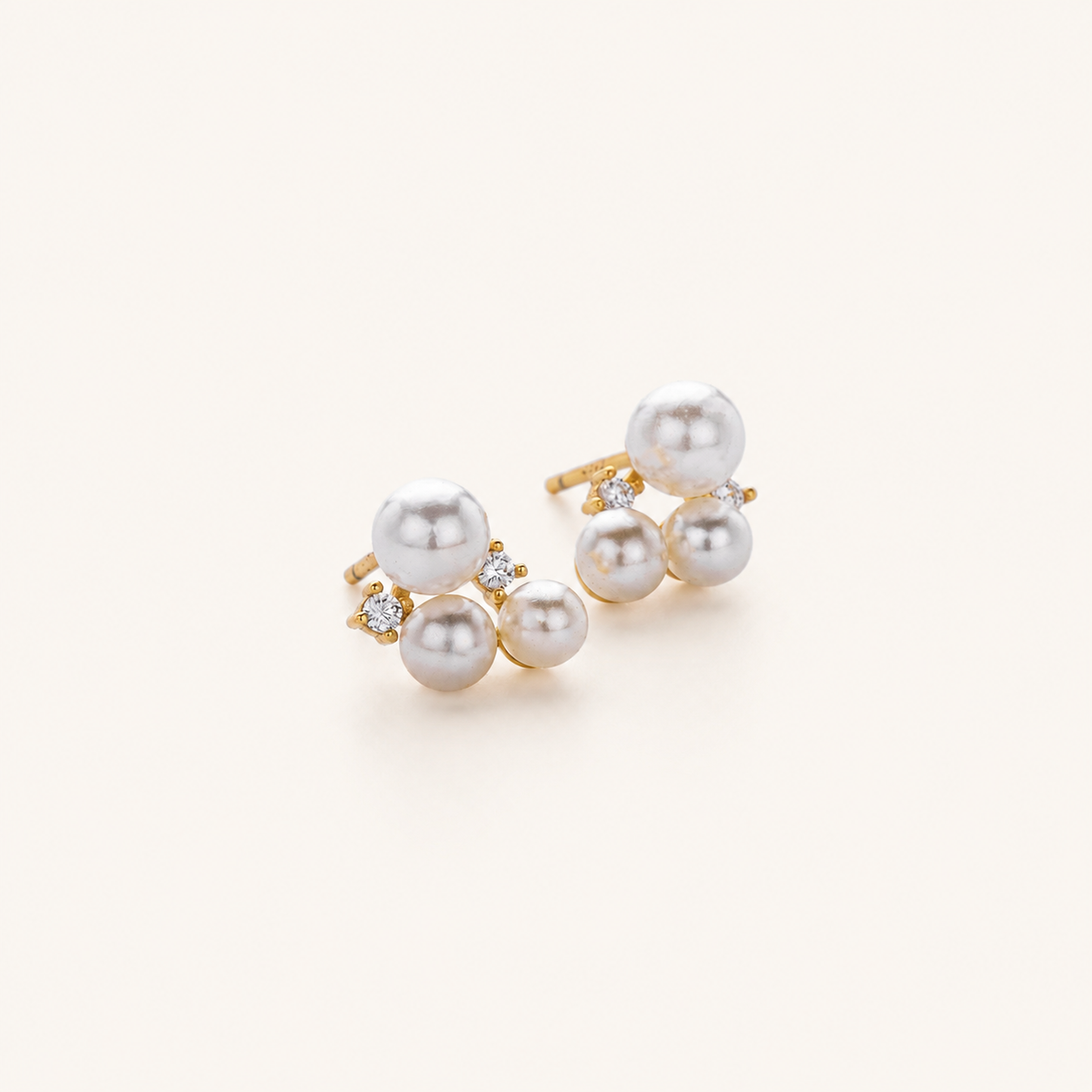 Sterling Silver Freshwater Pearl Stud Earrings detail view