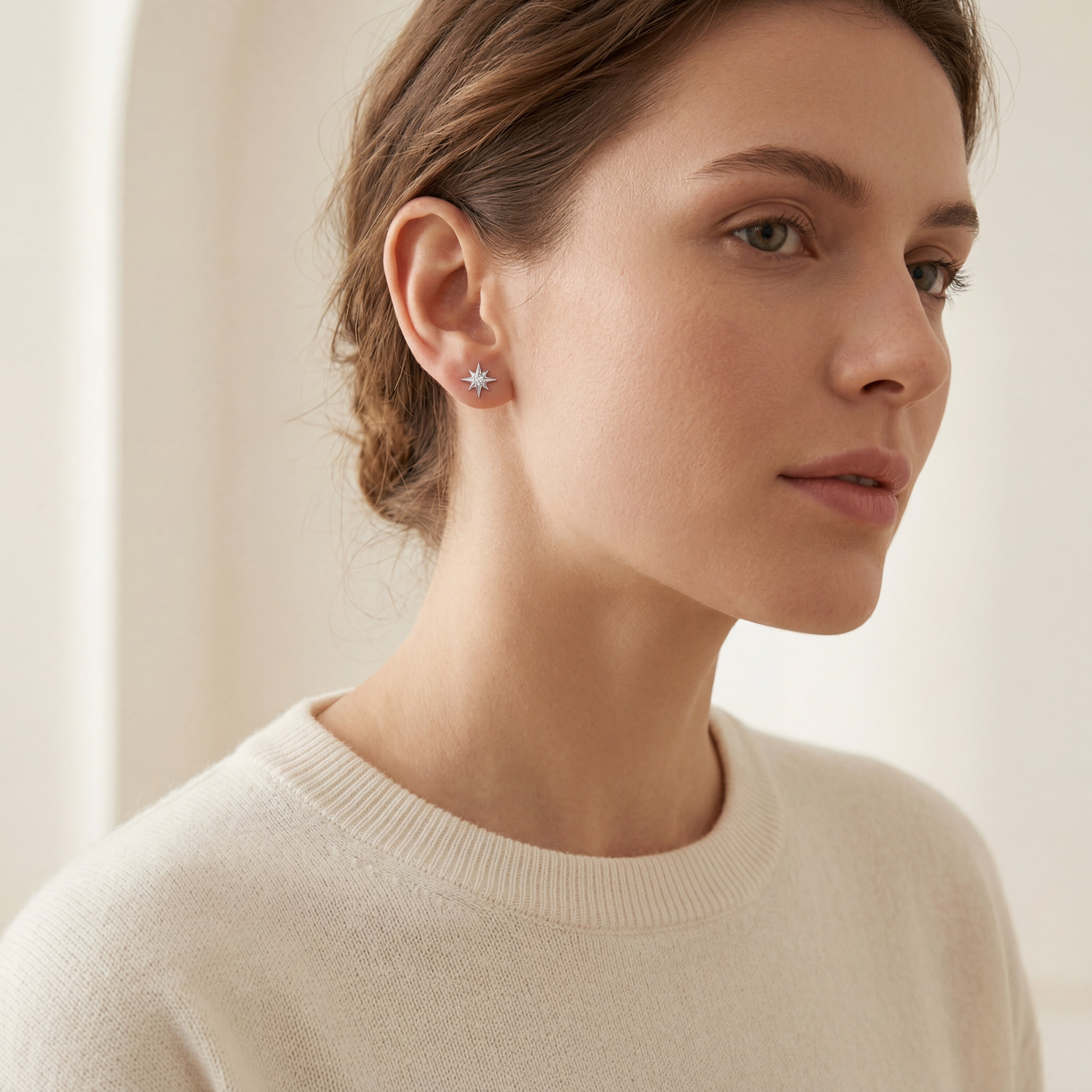 Four-Point Star Titanium Stud Earrings - image 3