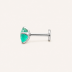 Titanium Green Agate Flat Back Stud Earrings