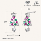 Sterling Silver Christmas Tree Zirconia Stud Earrings - Platinum
