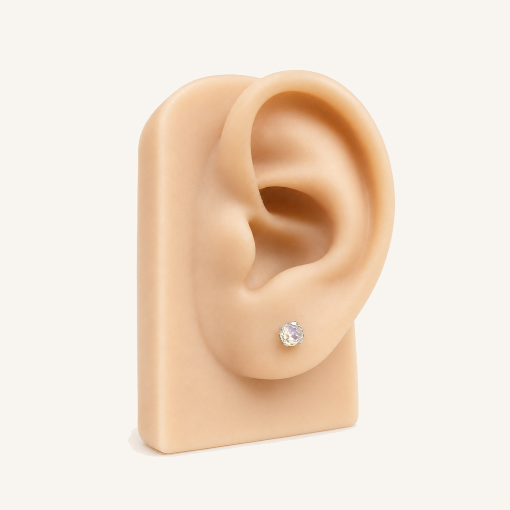 Titanium Gradient Pink Crystal Flat Back Stud Earrings