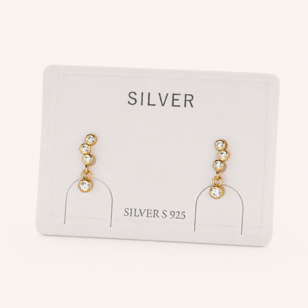 Sterling Silver Dainty Cubic Zirconia Stud Earrings detail view