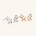 Sterling Silver Mixed-Cut Zirconia Stud Earrings detail view