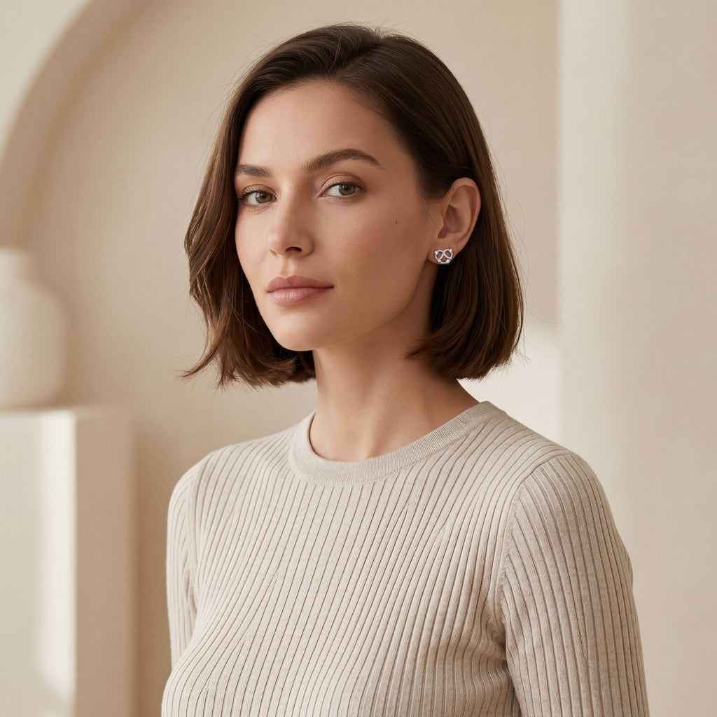 Knot Crystal Titanium Stud Earrings - image 3