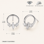 Sterling Silver Zirconia Solitaire Stud Earrings - Platinum