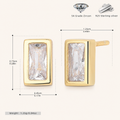 Sterling Silver Square Zirconia Stud Earrings - Gold