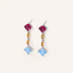 Sterling Silver Square Zirconia Tassel Drop Stud Earrings detail