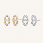 Sterling Silver Pave Initial H Stud Earrings