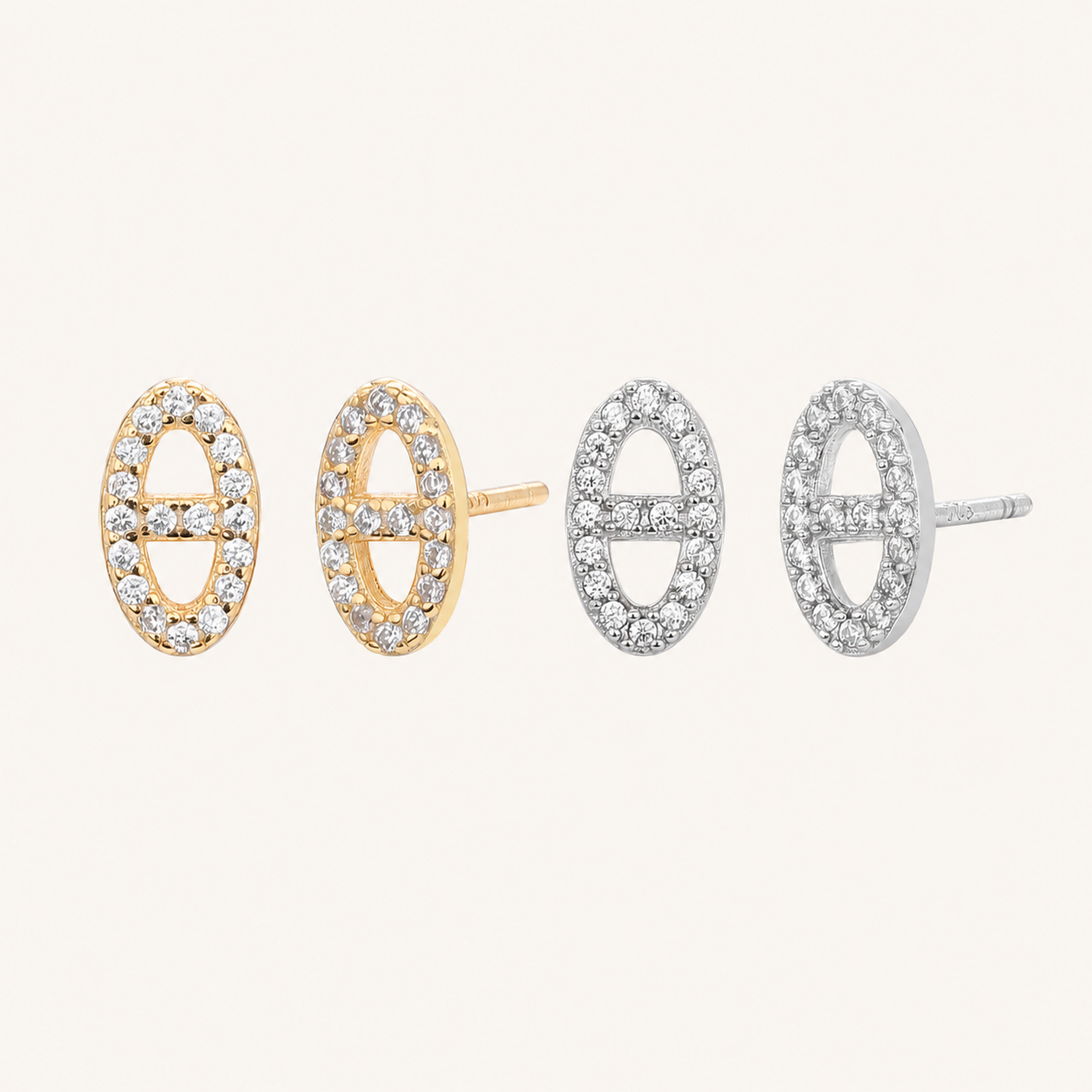 Sterling Silver Pave Initial H Stud Earrings