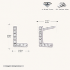 Sterling Silver Pave Initial Letter Stud Earrings - Platinum / L