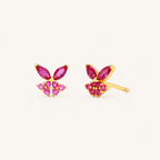 Sterling Silver Zirconia Butterfly Stud Earrings detail view