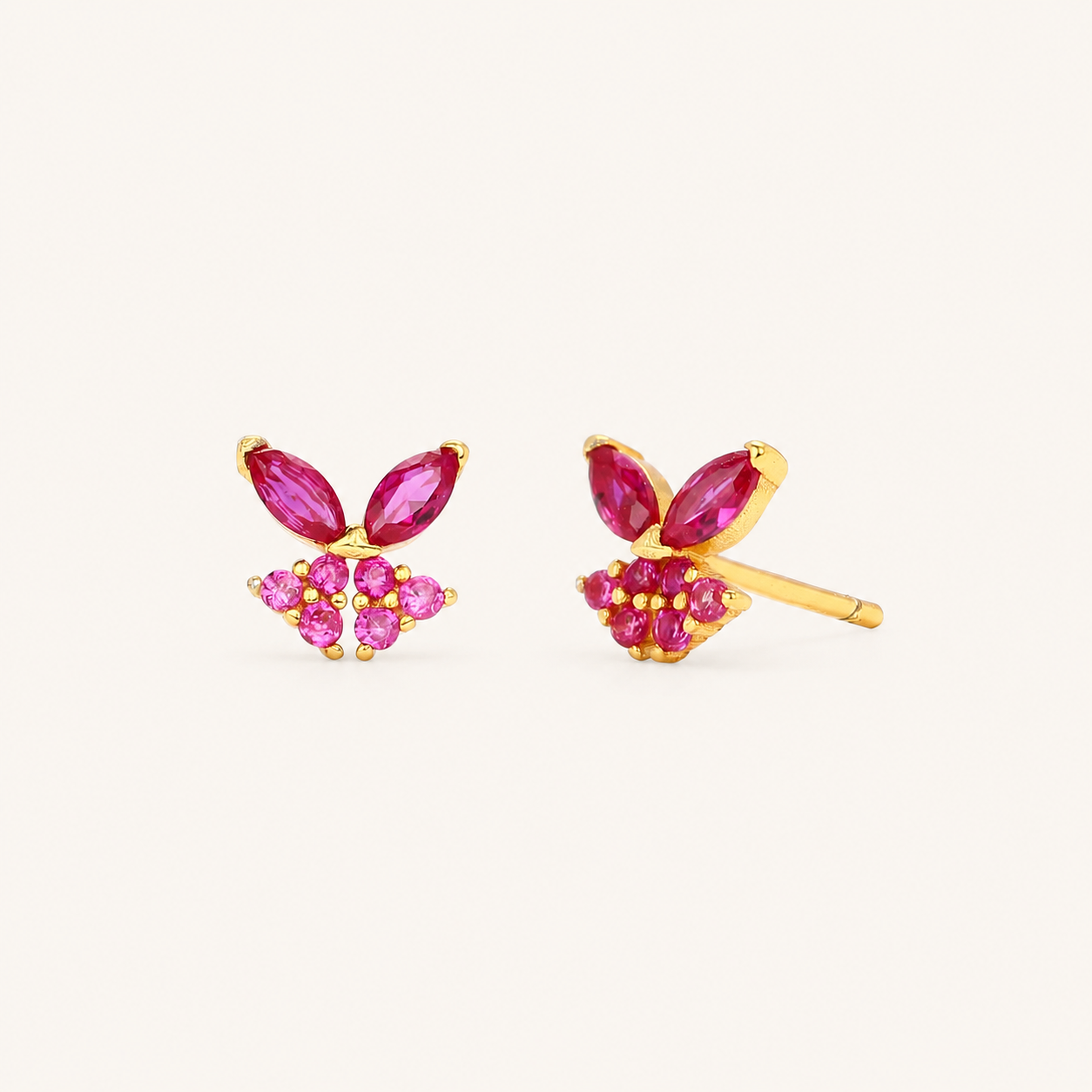 Sterling Silver Zirconia Butterfly Stud Earrings detail view
