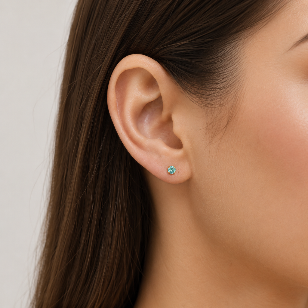 Titanium Paraiba Apatite Flat Back Stud Earrings