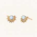Sterling Silver French Fan Opal Stud Earrings detail view