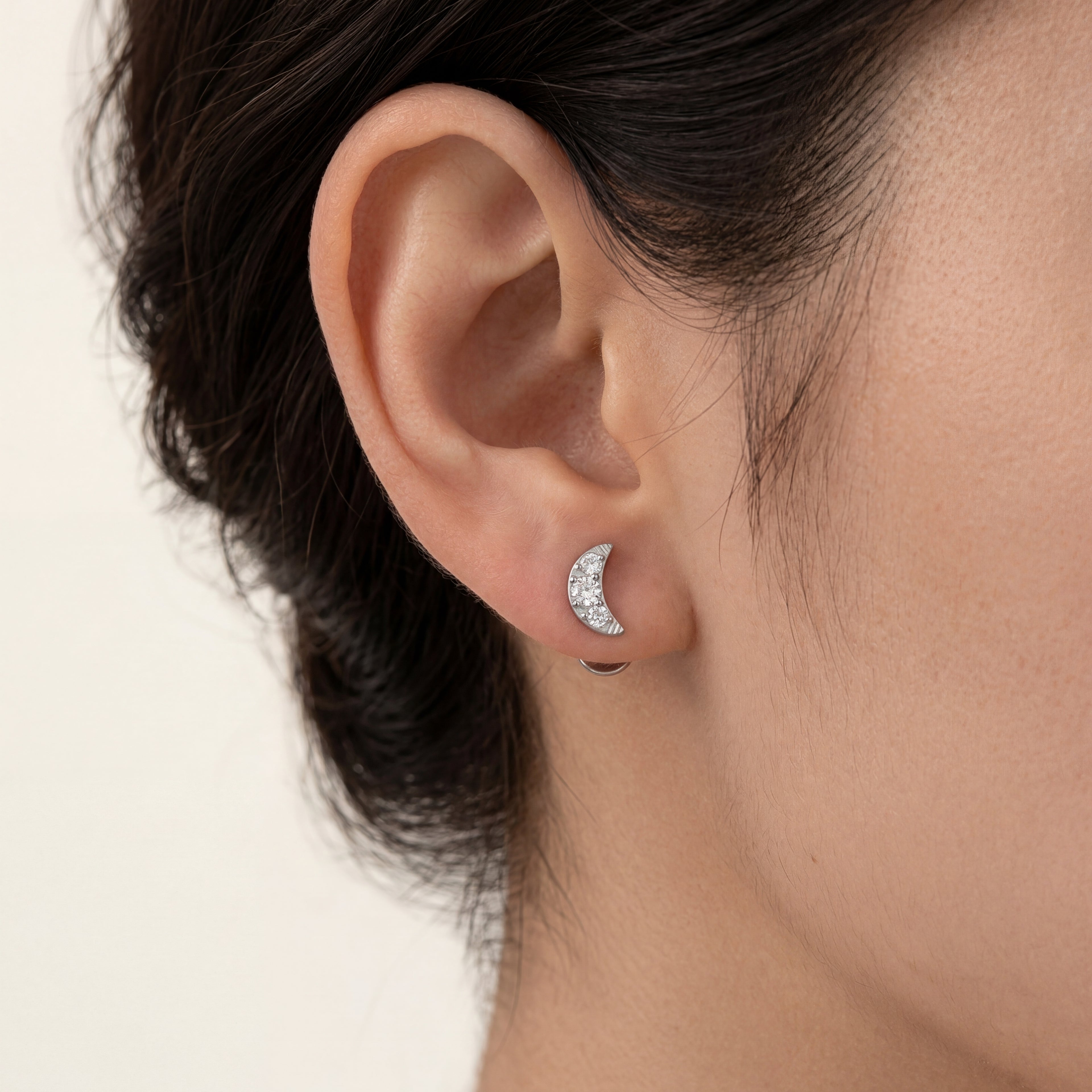 Mini Moon Titanium Stud Earrings - image 2