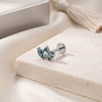 Moss Agate Leaf Cluster Titanium Flat Back Earring - image 5