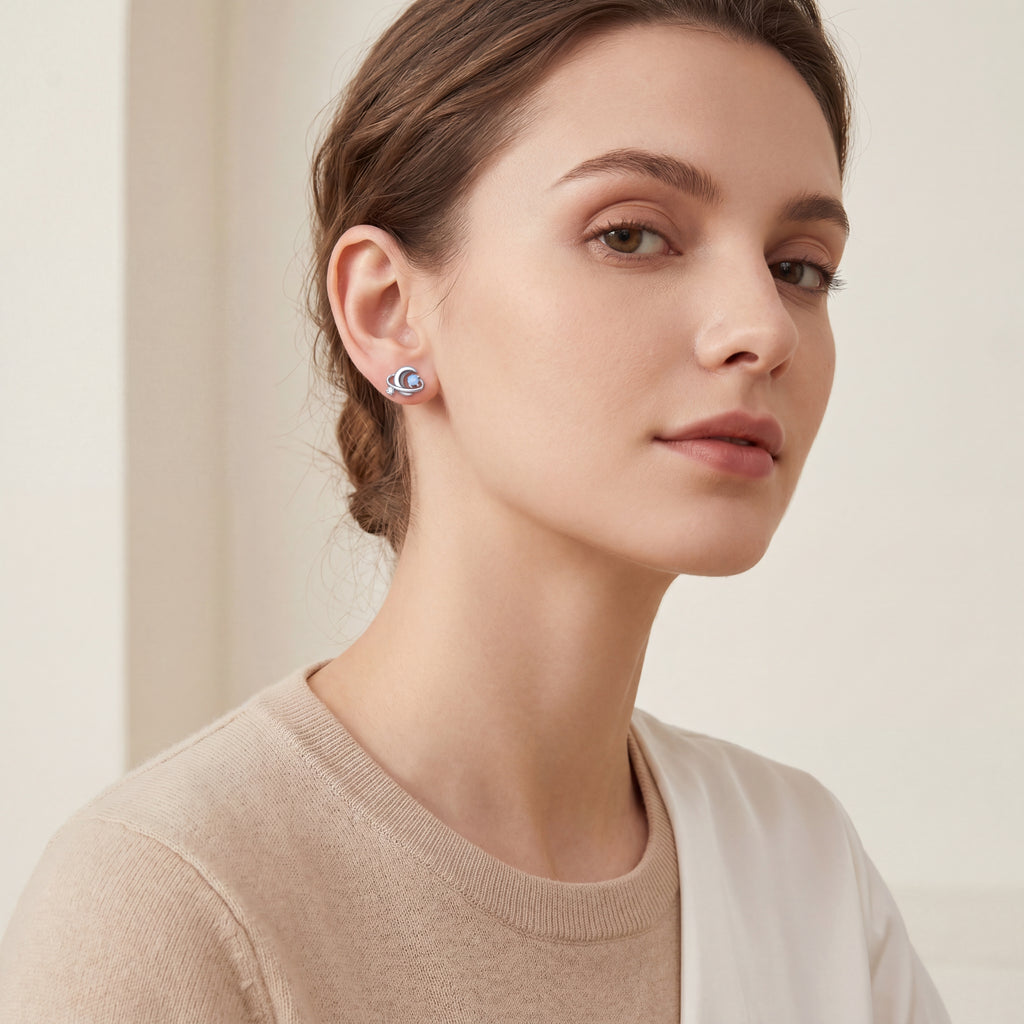 Opal Orbit Titanium Flat Back Earring - image 3