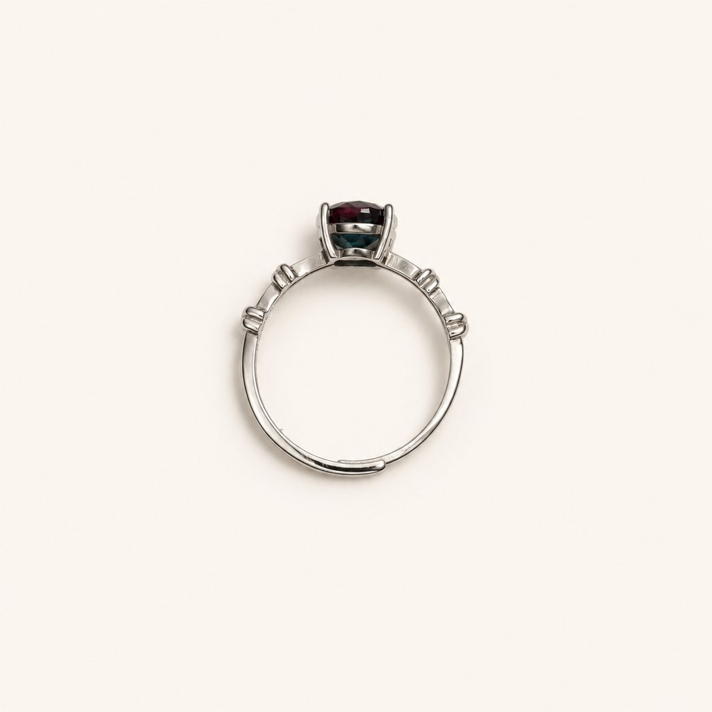 Crossette Lab-Grown Alexandrite Ring upright view