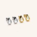 Sterling Silver Minimalist Zirconia Flat Back Earrings detail view