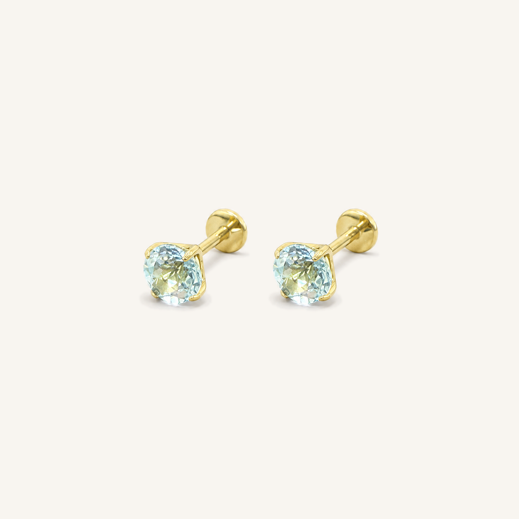 Titanium Blue Topaz Flat Back Stud Earrings