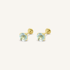 Titanium Blue Topaz Flat Back Stud Earrings