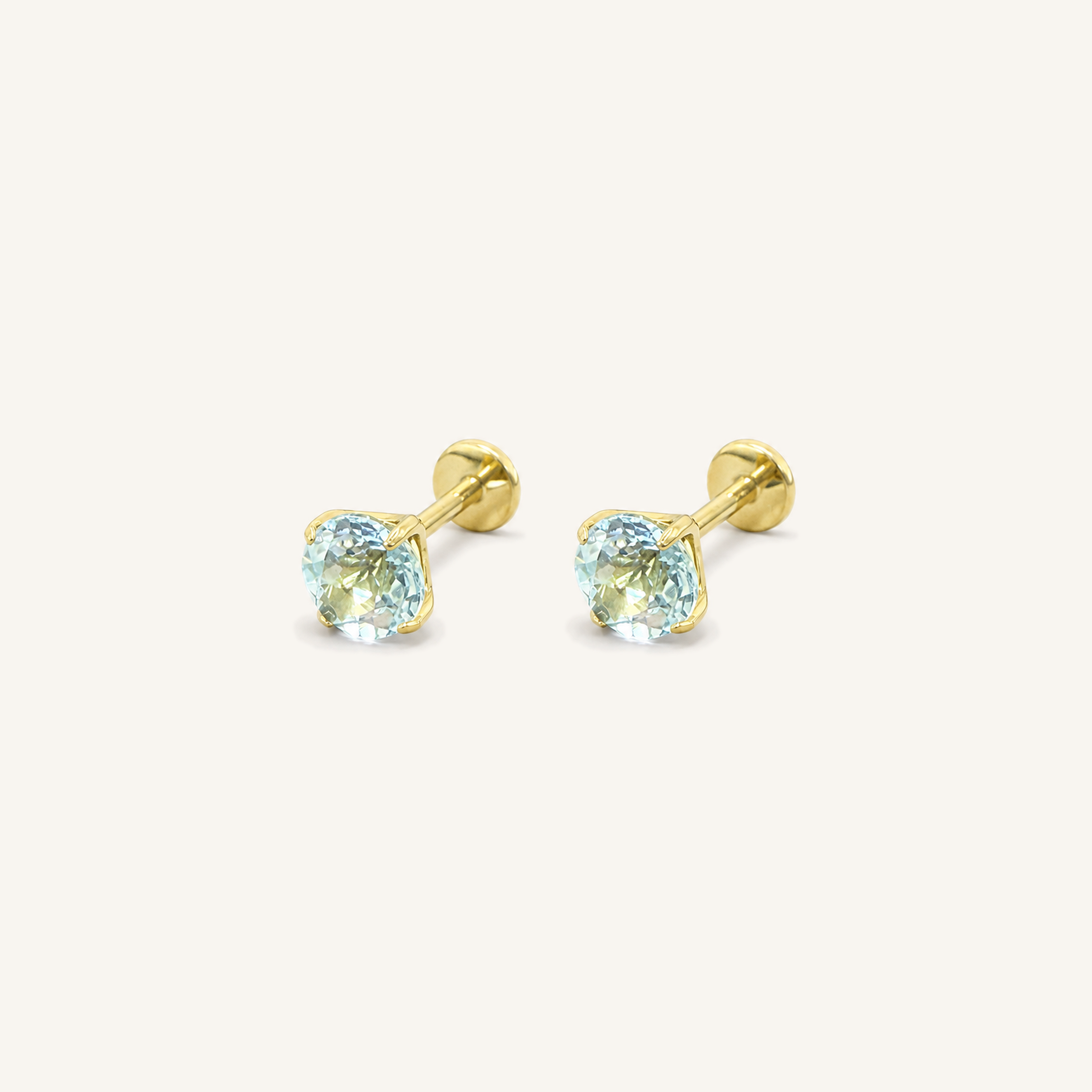 Titanium Blue Topaz Flat Back Stud Earrings