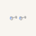 Titanium Moonstone Flat Back Stud Earrings