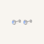 Titanium Moonstone Flat Back Stud Earrings