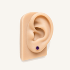 Titanium Amethyst Flat Back Stud Earrings