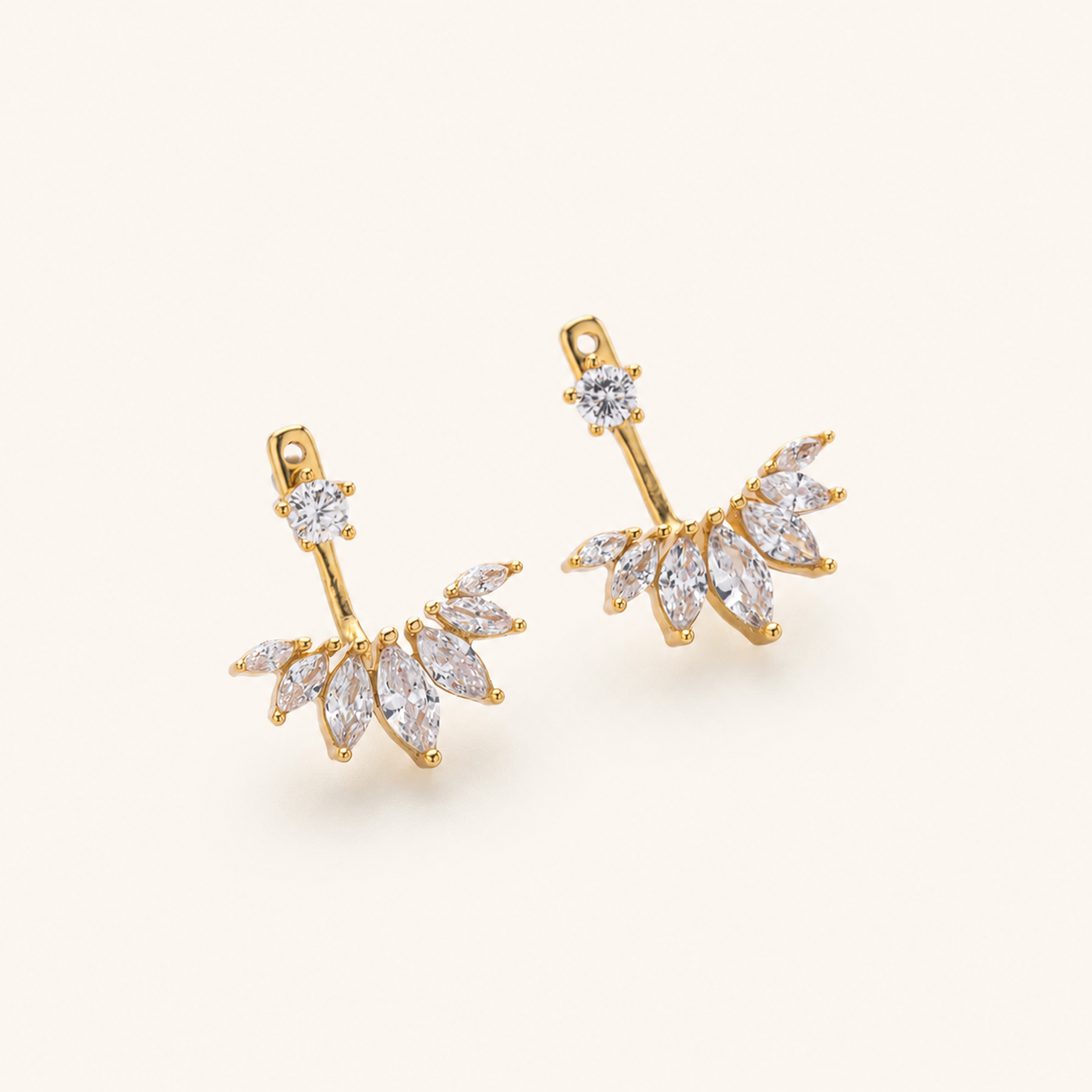 Sterling Silver Minimalist Zirconia Stud Earrings detail view