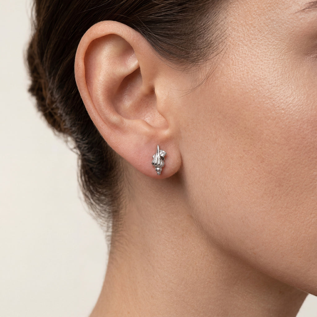 Shell Spiral Titanium Stud Earrings - image 2