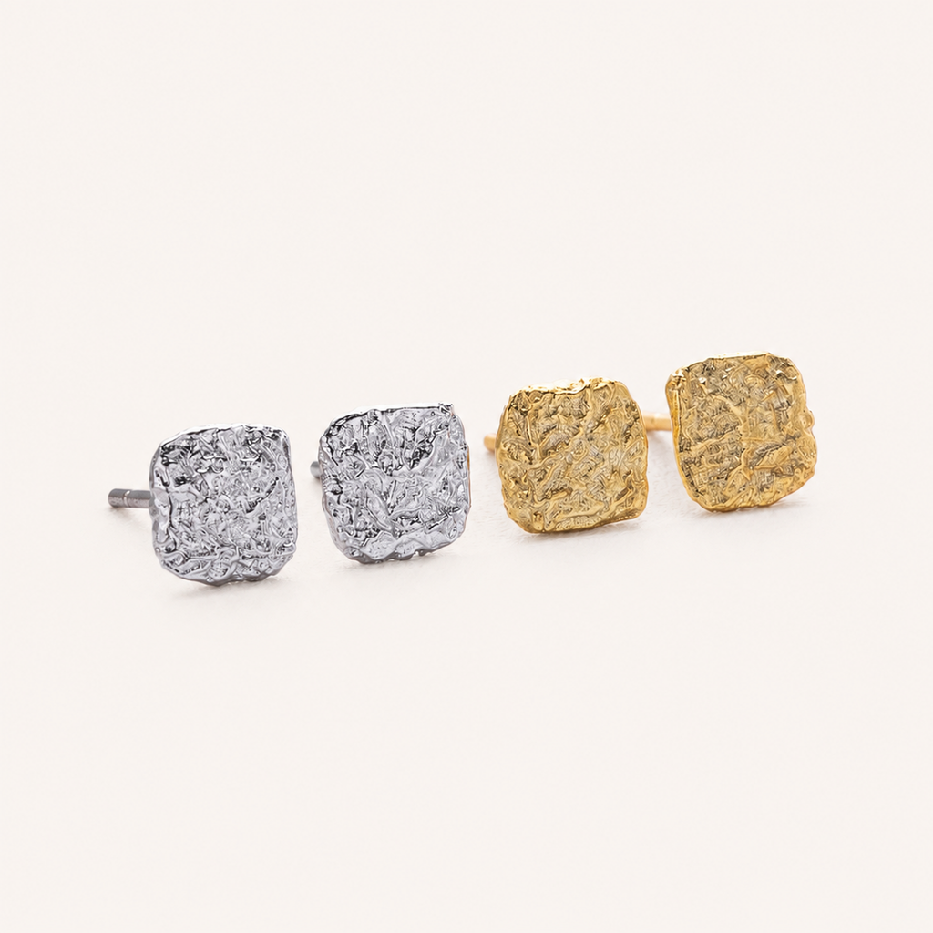 Sterling Silver Molten Lava Stud Earrings detail view