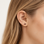 Sterling Silver Colorful Teardrop Zirconia Stud Earrings worn on the ear