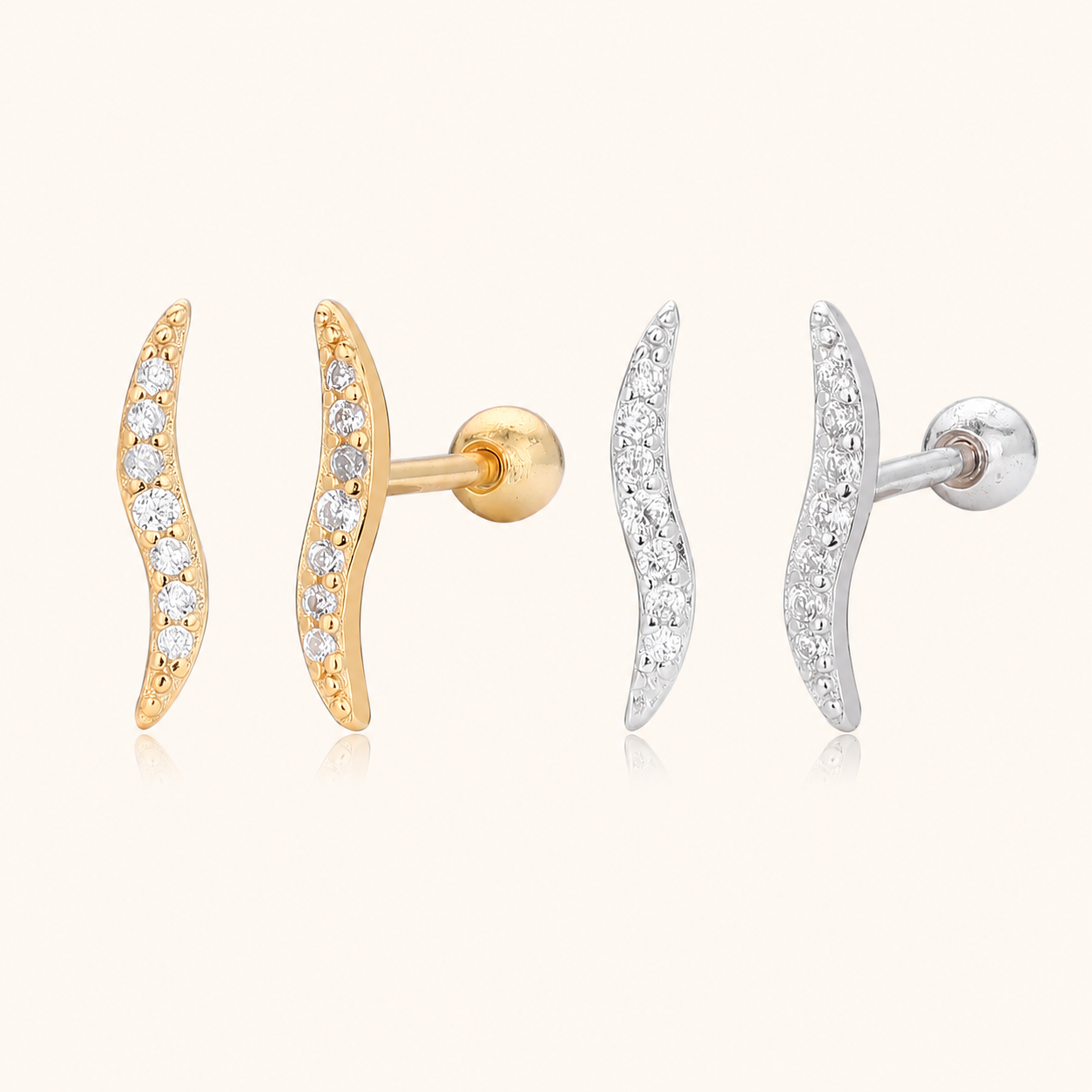 Sterling Silver Pave Zirconia Flat Back Earrings