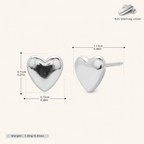 Sterling Silver Polished Heart Stud Earrings - Platinum
