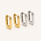 Sterling Silver Geometric Square Hoop Earrings detail