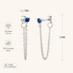 Sterling Silver Turquoise Chain Threader Earrings - Platinum / Turquoise