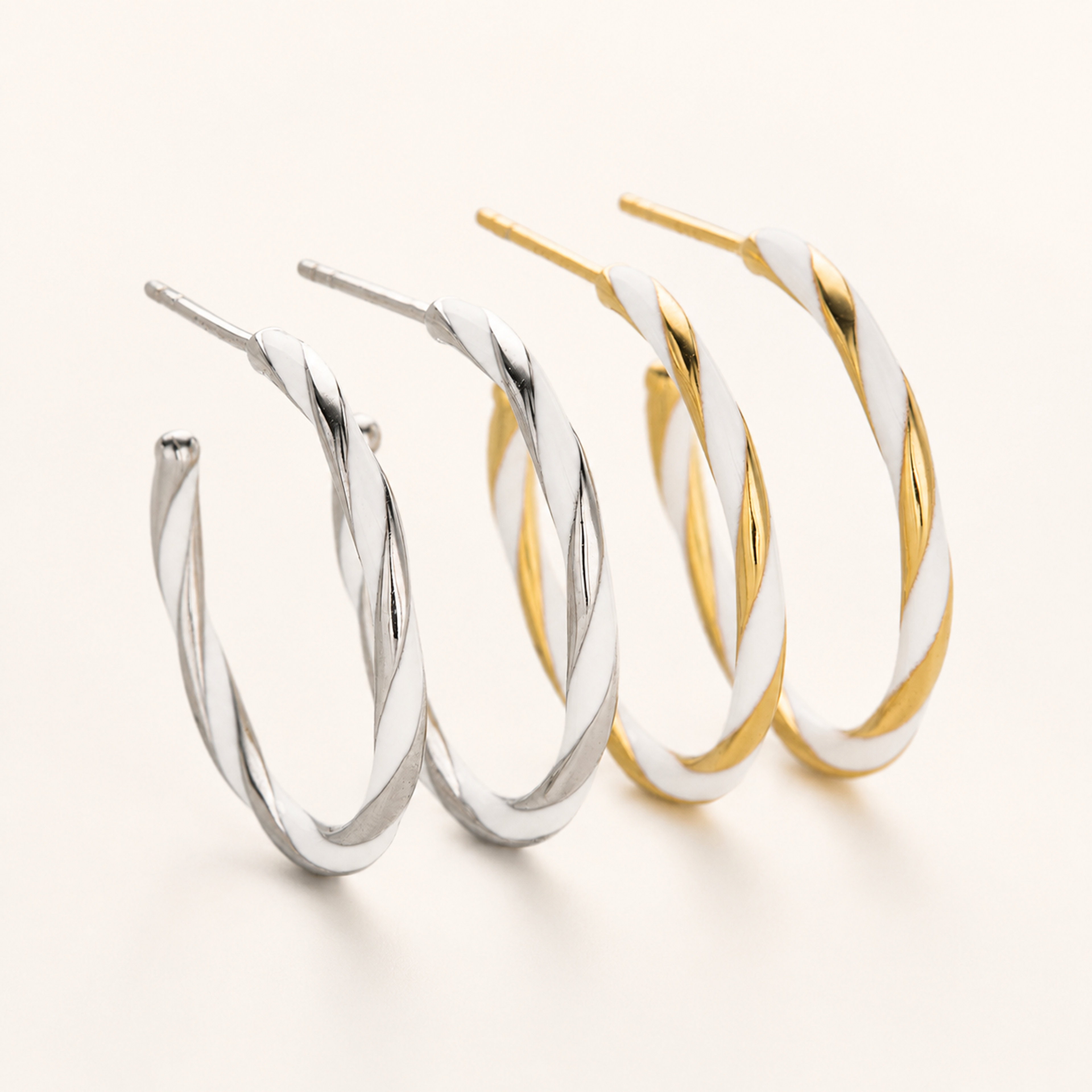 Sterling Silver Enamel Spiral Circle Stud Earrings detail