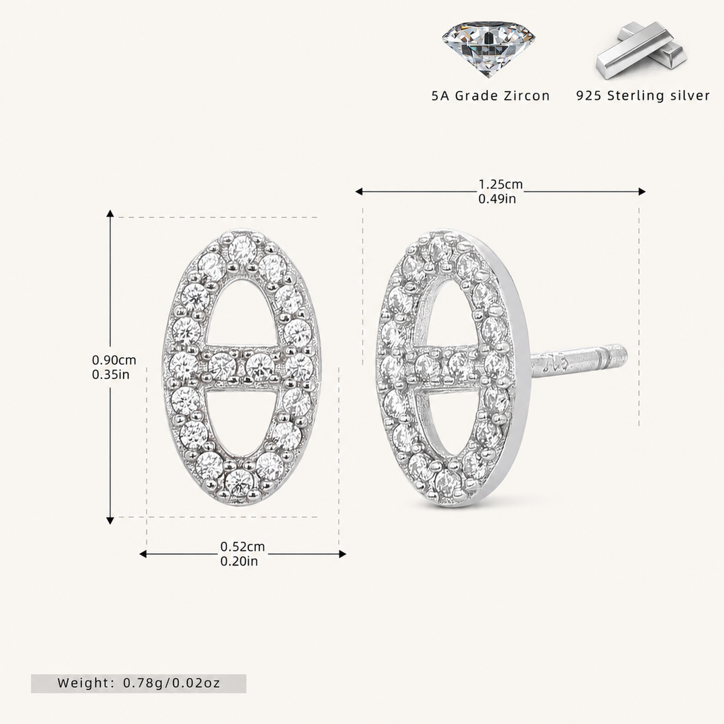 Sterling Silver Pave Initial H Stud Earrings - Platinum