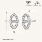 Sterling Silver Pave Initial H Stud Earrings - Platinum