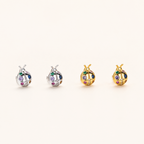 Sterling Silver Color Zirconia Ladybug Stud Earrings detail
