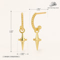 Sterling Silver Cross & Star Chain Drop Stud Earrings - Gold